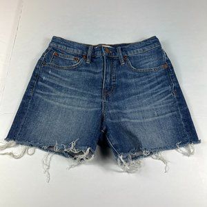 Madewell Jean Short Women's 26 High Rise Malden Blue Cut Off Stretch Denim Jorts